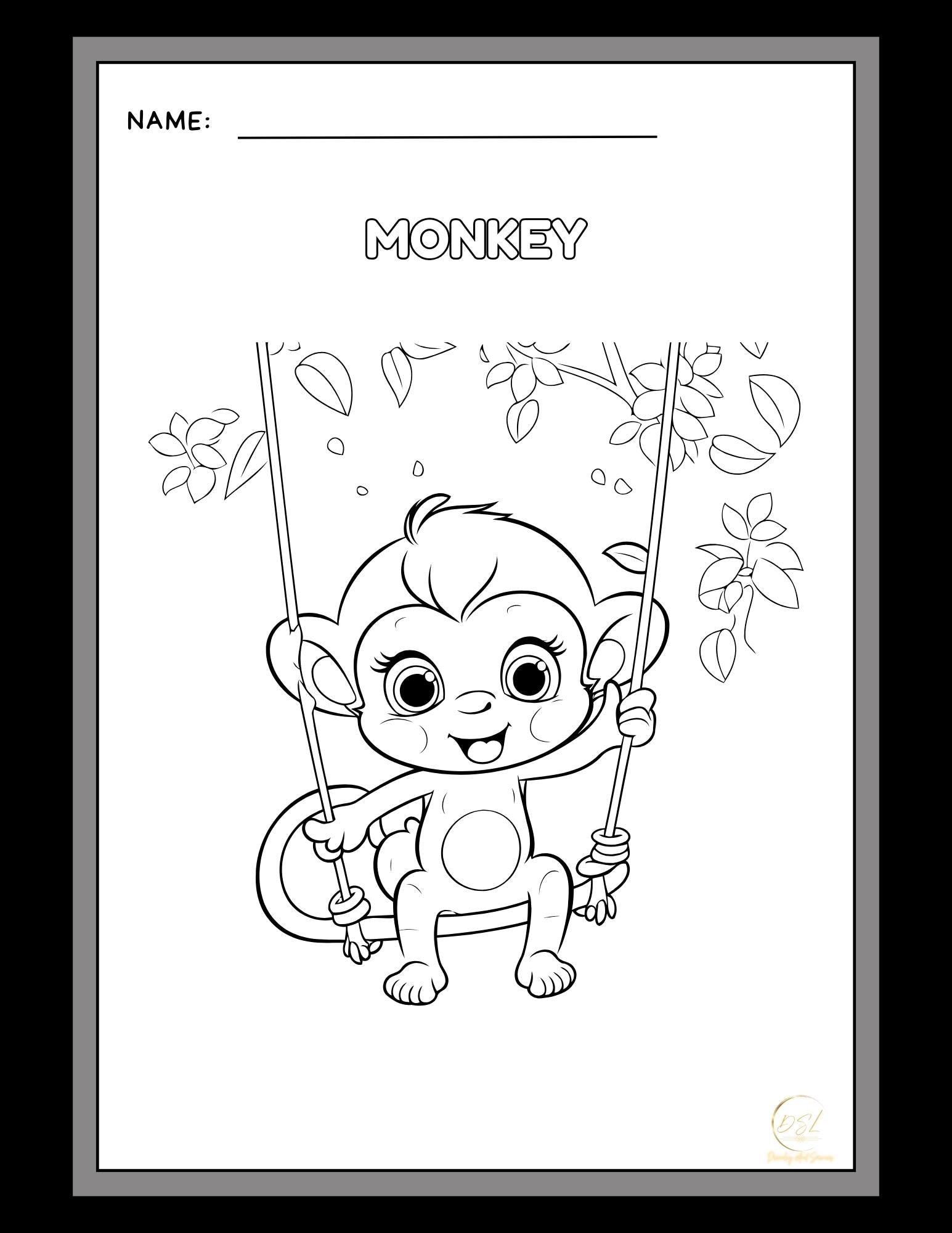 Animals Coloring Pages Activity Worksheet | Black and White | Illustrative Style