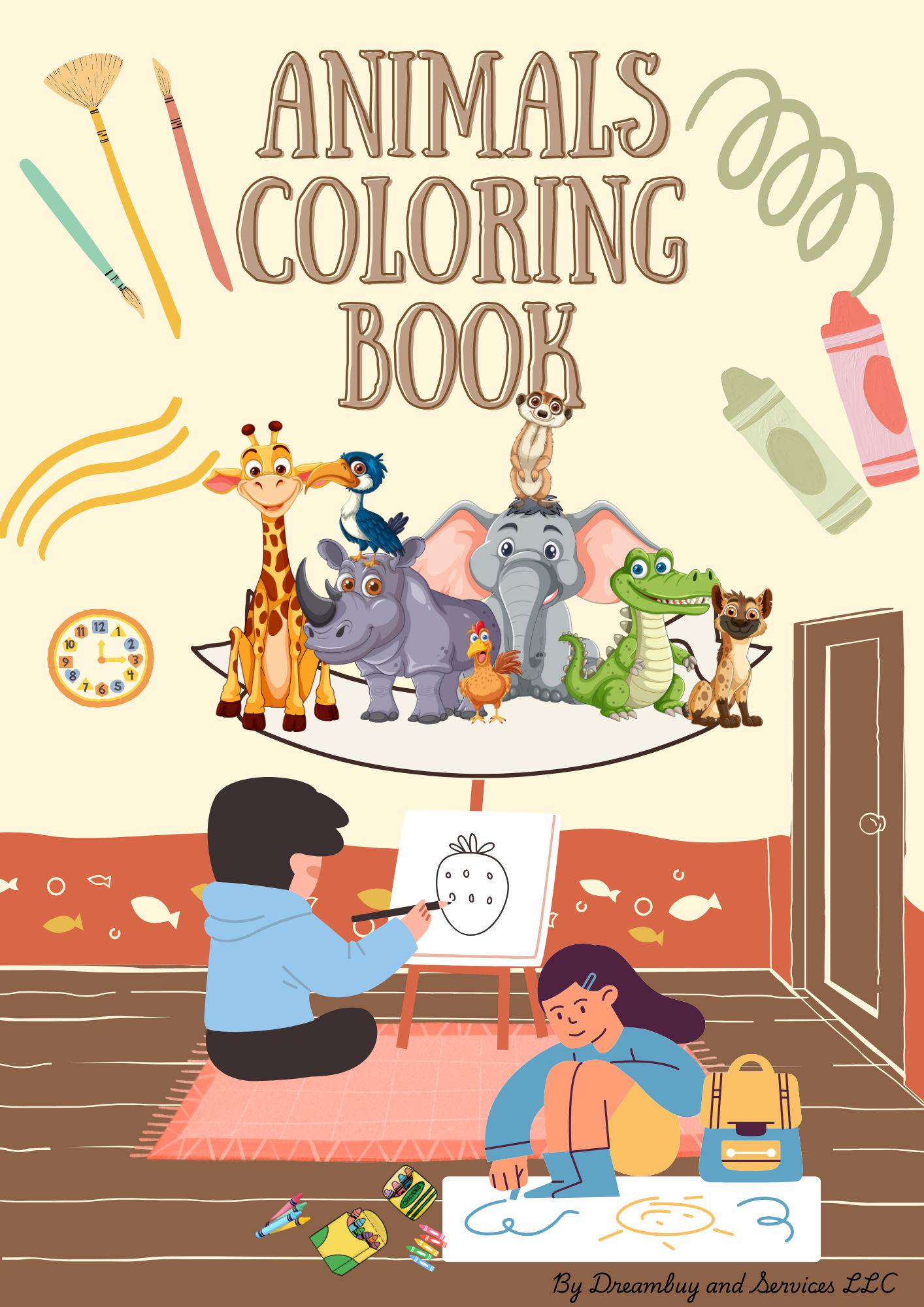 Animal Habitats Coloring Book in Grayscale Illustrative Style